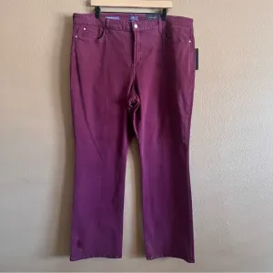 NYDJ Barbara Bootcut High Rise Burgundy Color Jeans Size 20W NWT