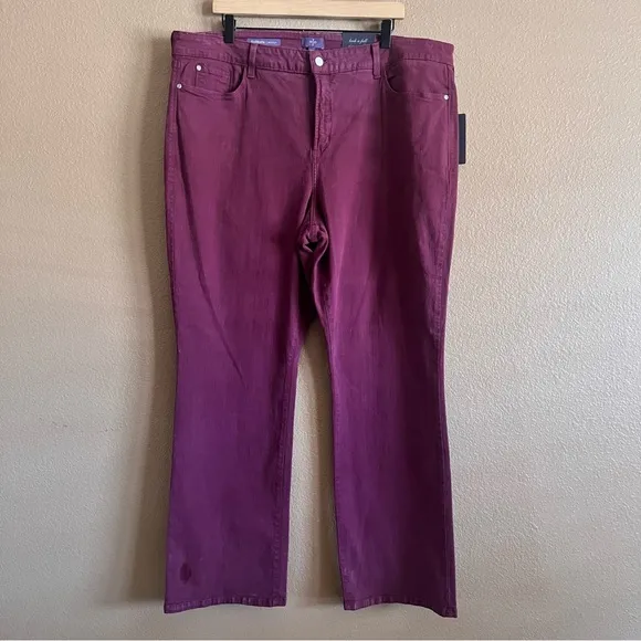 NYDJ Barbara Bootcut High Rise Burgundy Color Jeans Size 20W NWT