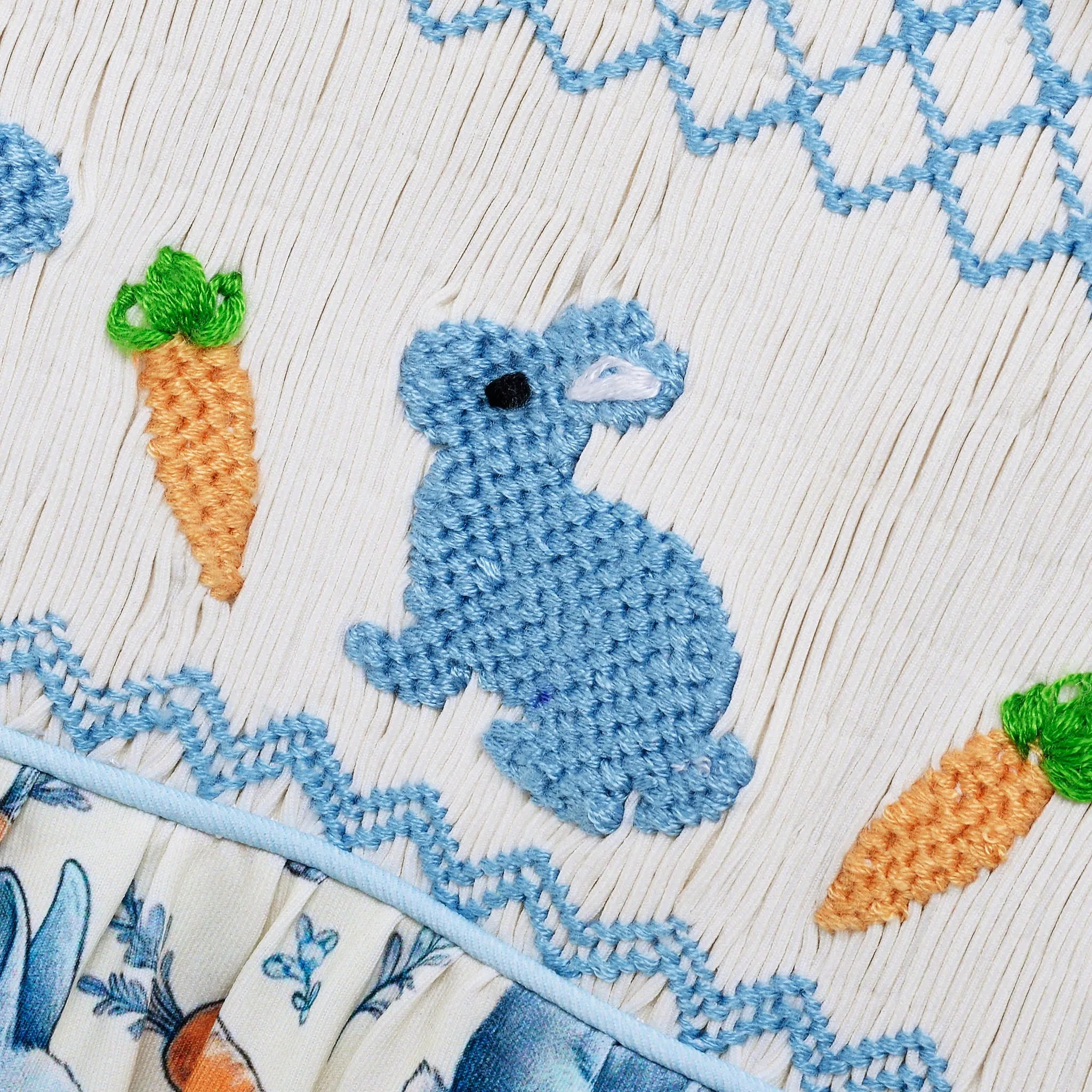 Ocean Baby Boys Cream Smocked Bunny Print Sleepsuit & Bib Set (NB-12M)