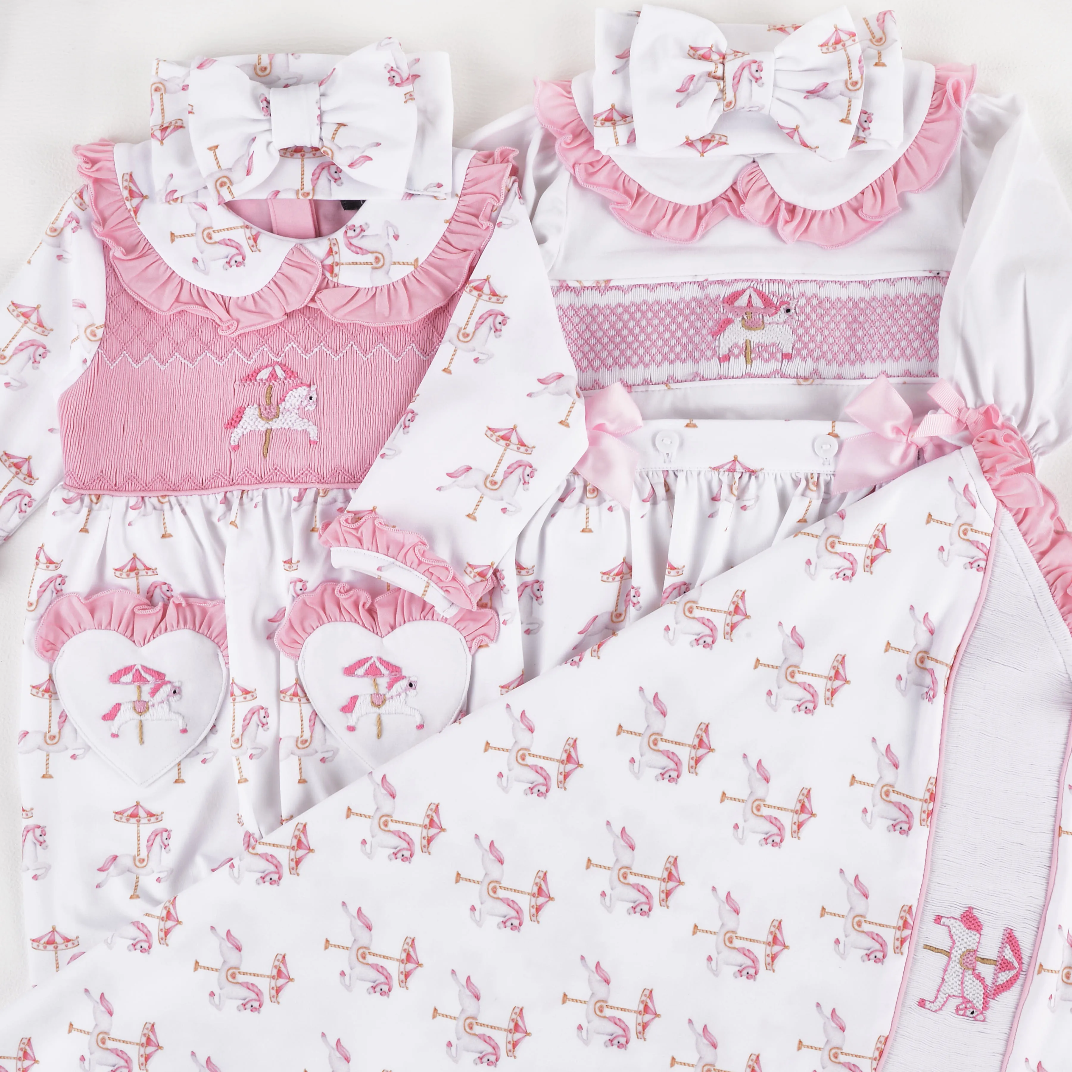 Ocean Baby New Concept Smocked Sleepsuit-Outfit & Headband Set (NB-18M) Carousel