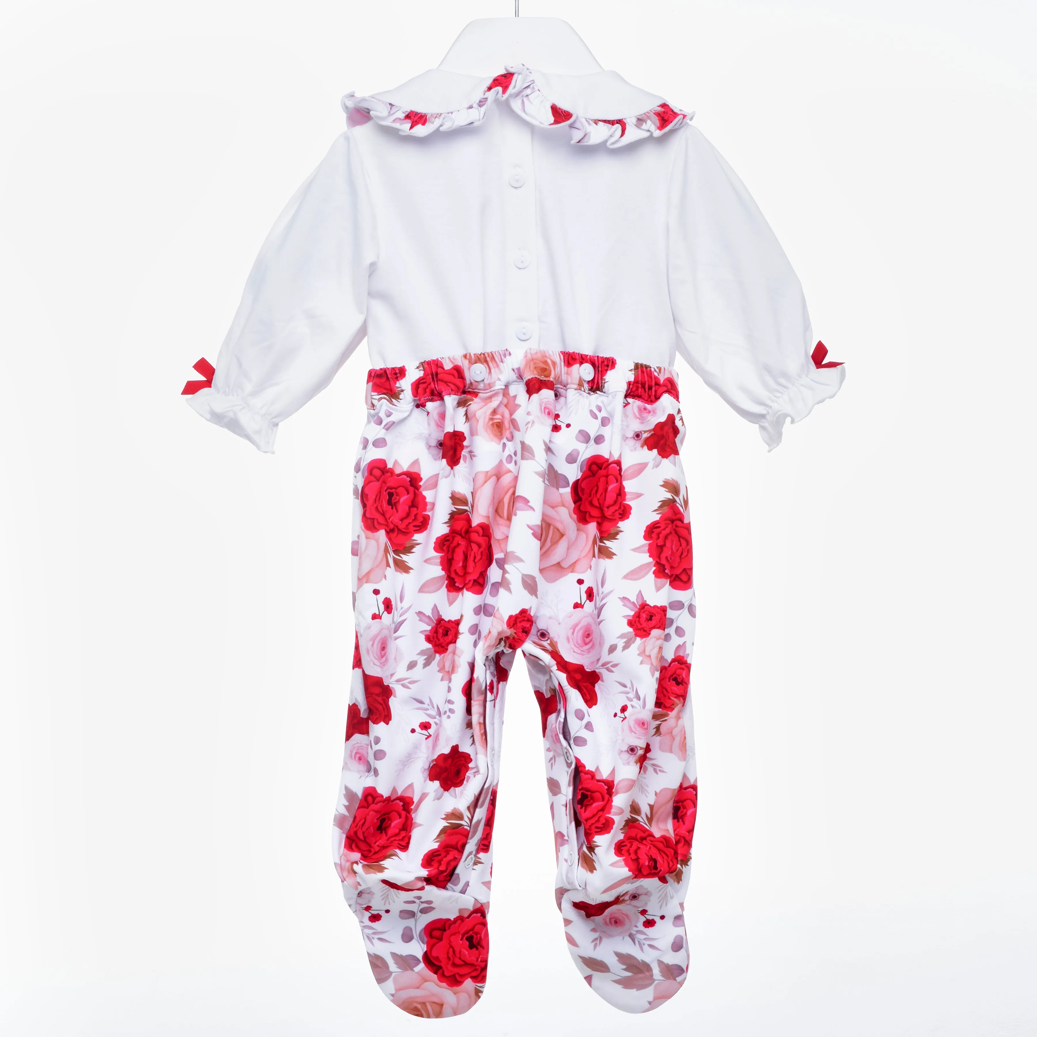 Ocean Baby New Concept Smocked Sleepsuit-Outfit & Headband Set (NB-18M) Rose Rocking Horse