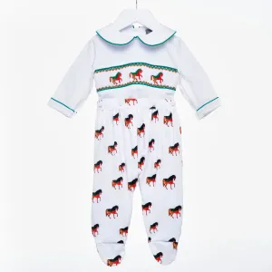 Ocean Baby New Concept Smocked Sleepsuit-Outfit Set (NB-18M) Horse