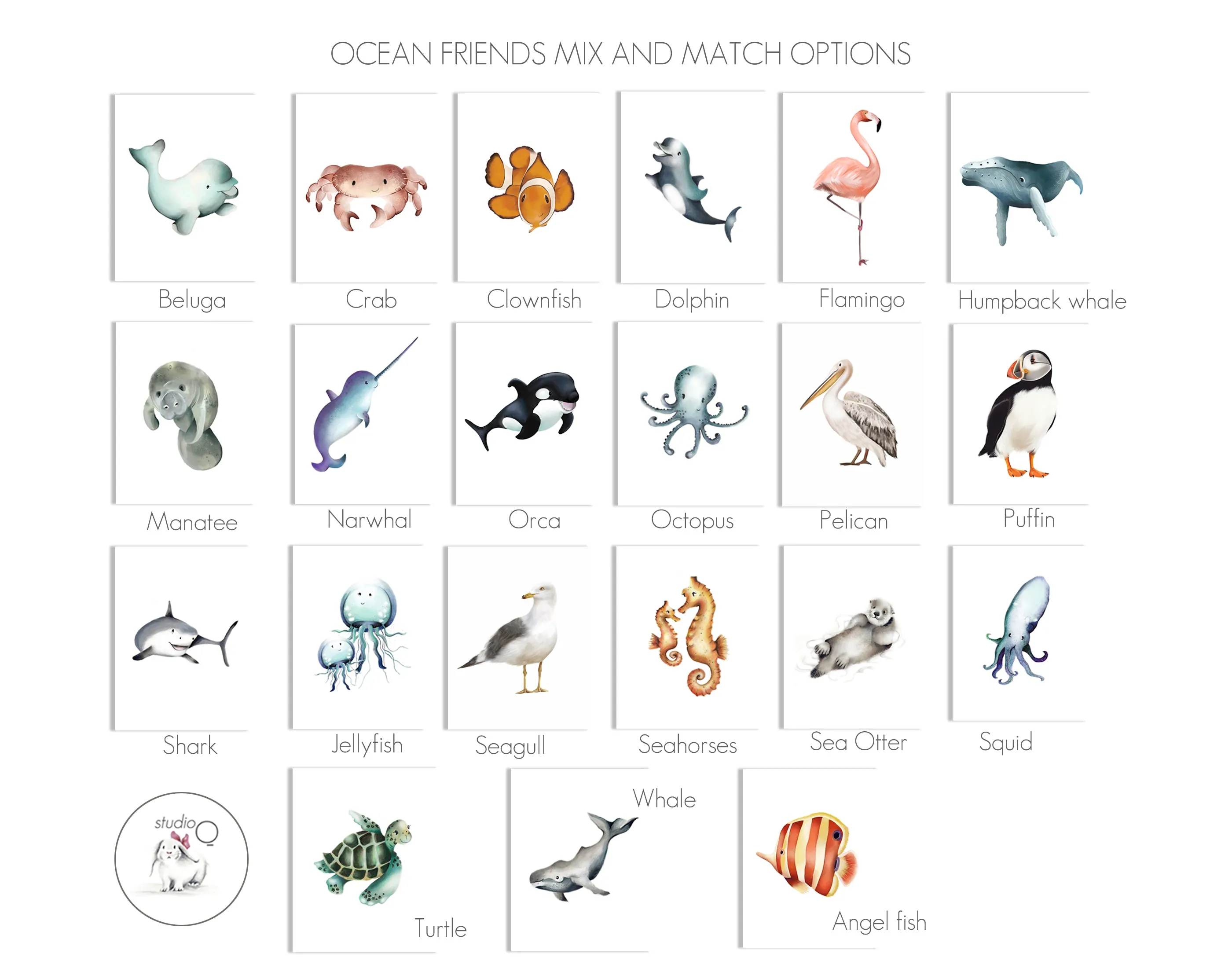Ocean Friends Prints - Set of 6