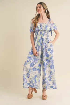 Off Shoulder Floral Jumpsuit