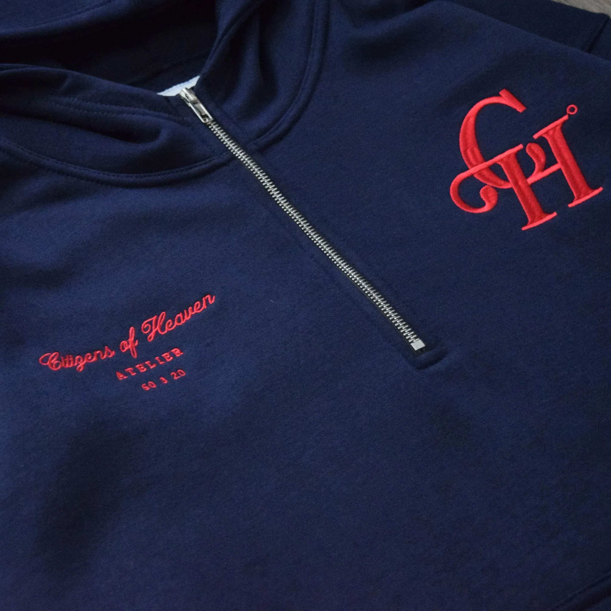 On The Go Half Zip Hooded Sweat Set- Navy