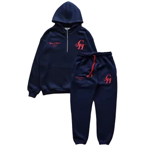 On The Go Half Zip Hooded Sweat Set- Navy