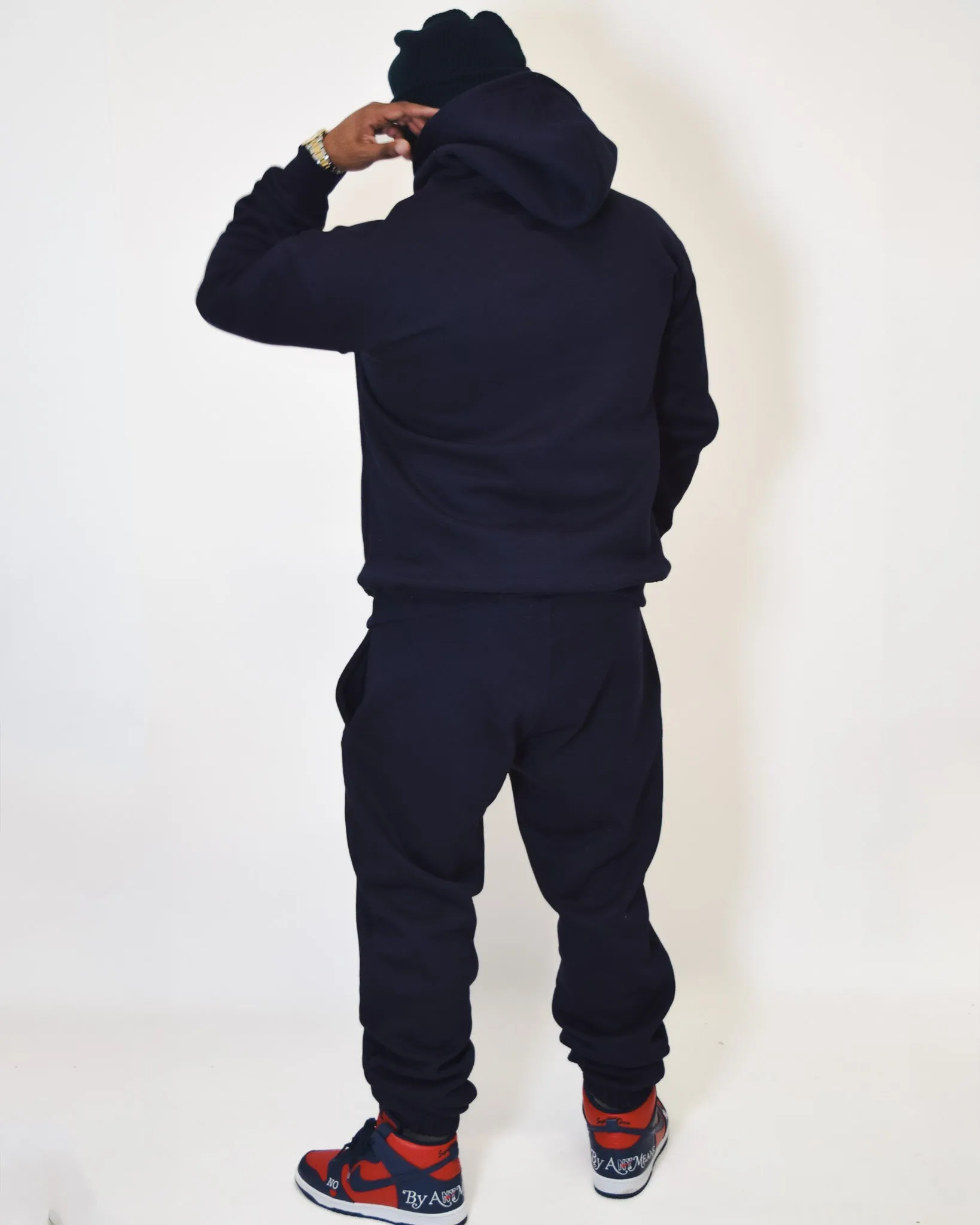On The Go Half Zip Hooded Sweat Set- Navy