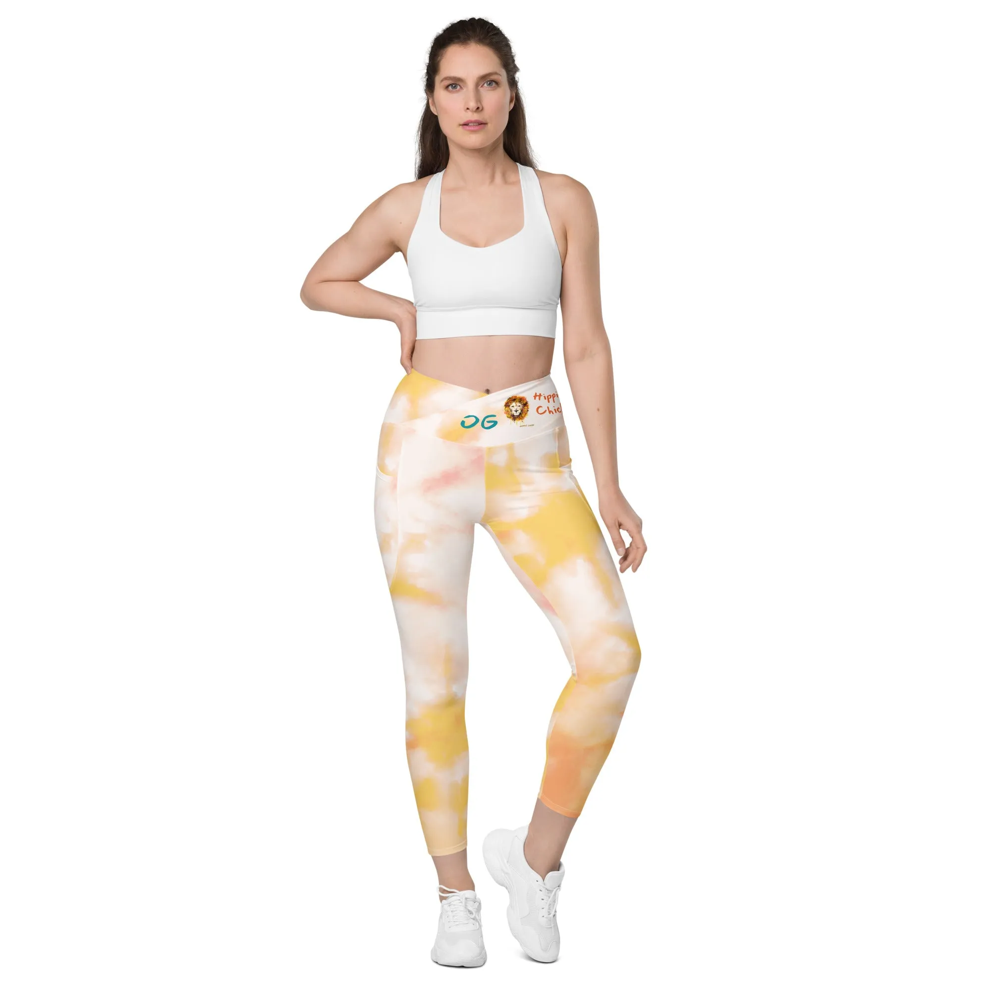 Orange Tie Dye Crossover Leggings