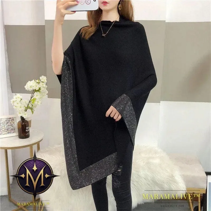 Outer Bat Sweater With Diamond Studded Black Sweater