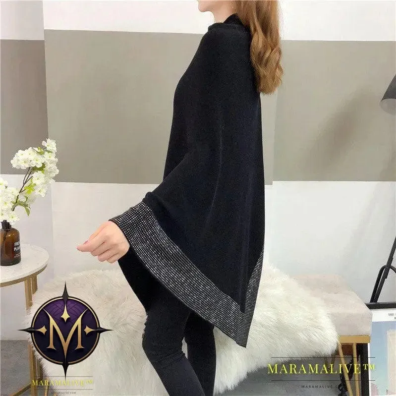 Outer Bat Sweater With Diamond Studded Black Sweater