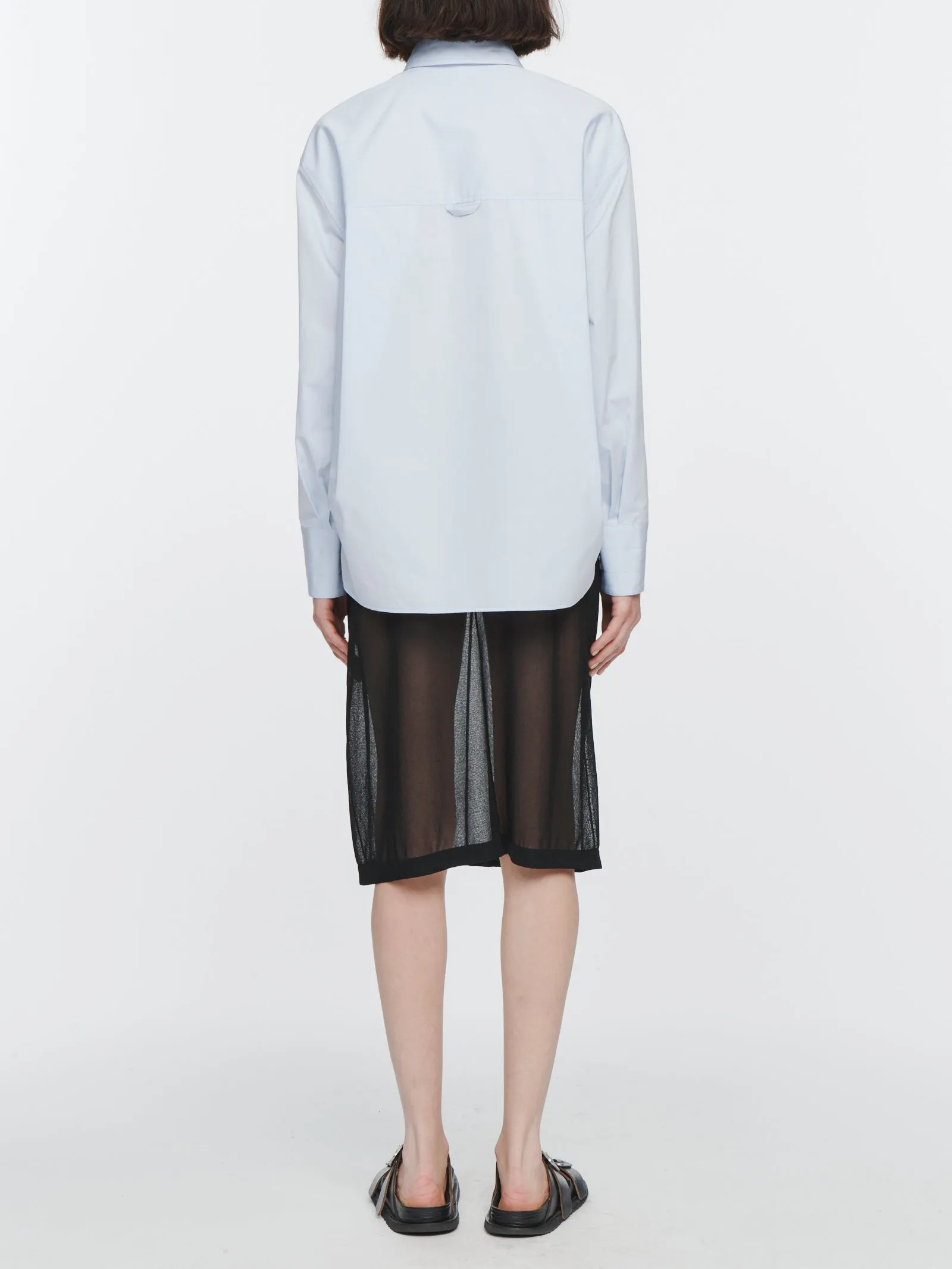 Oversized Covered Placket Shirt in Periwinkle