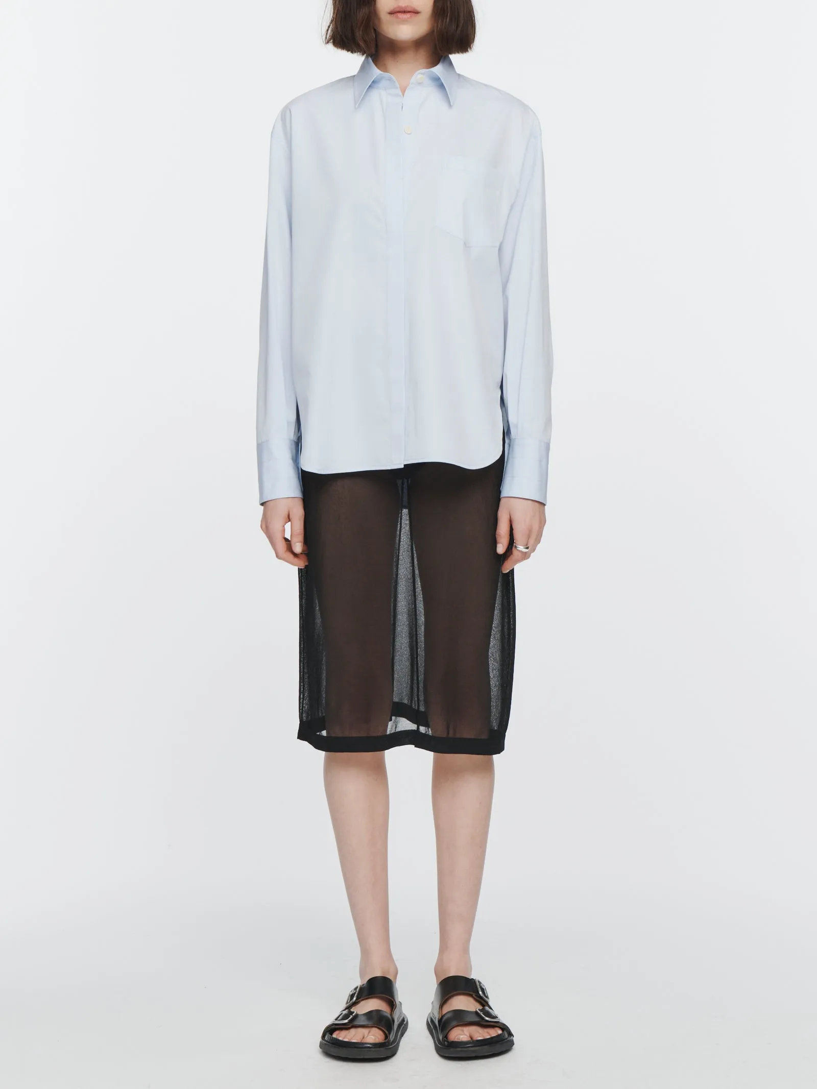 Oversized Covered Placket Shirt in Periwinkle