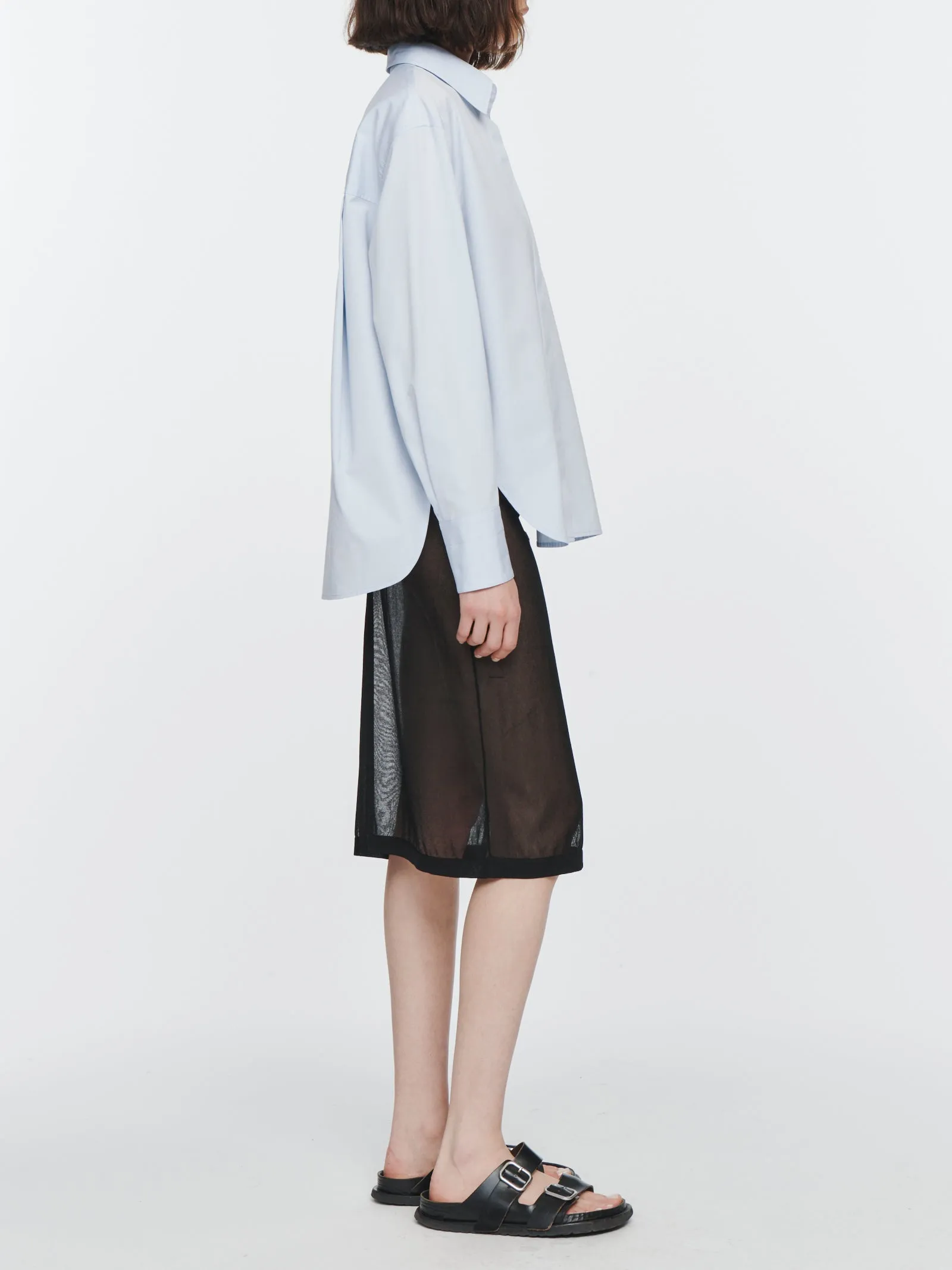 Oversized Covered Placket Shirt in Periwinkle