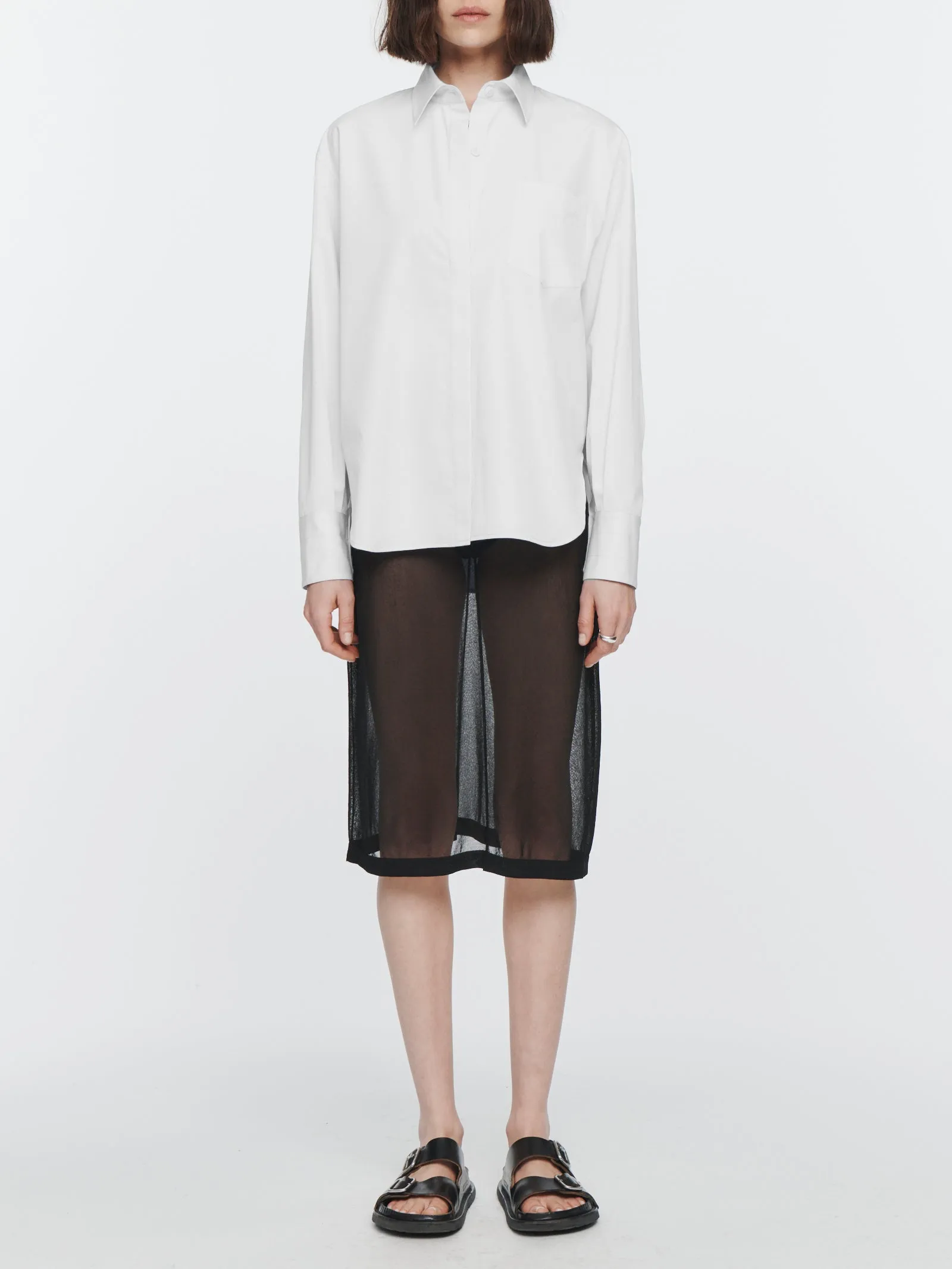 Oversized Covered Placket Shirt in White