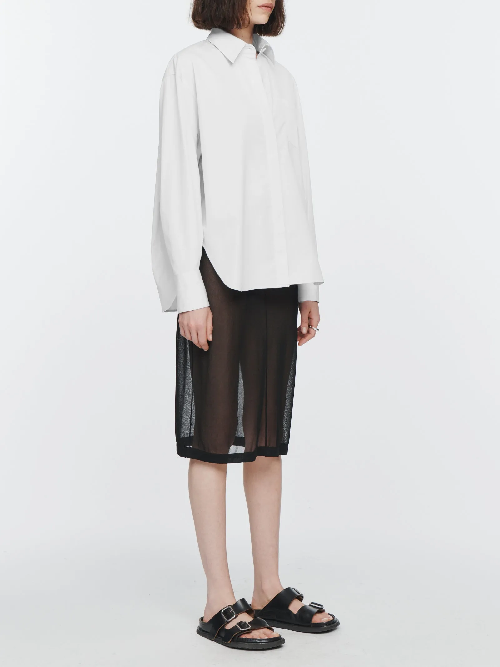 Oversized Covered Placket Shirt in White