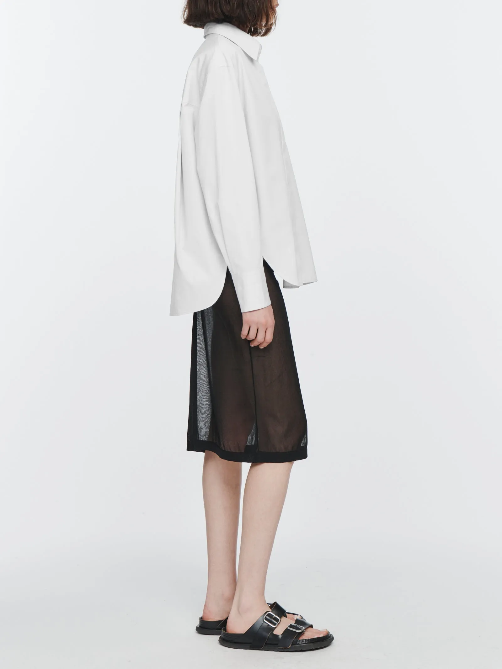Oversized Covered Placket Shirt in White