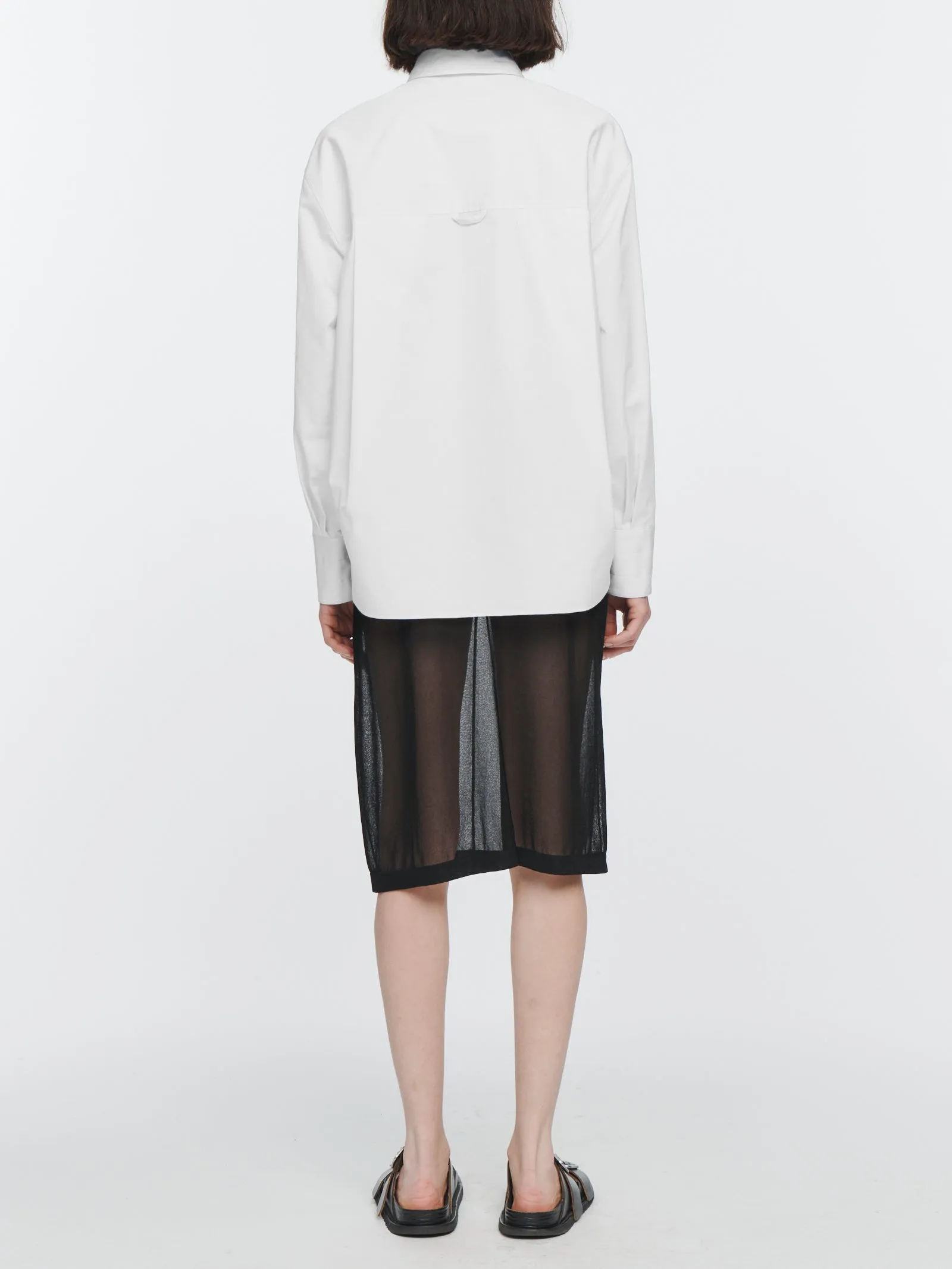Oversized Covered Placket Shirt in White