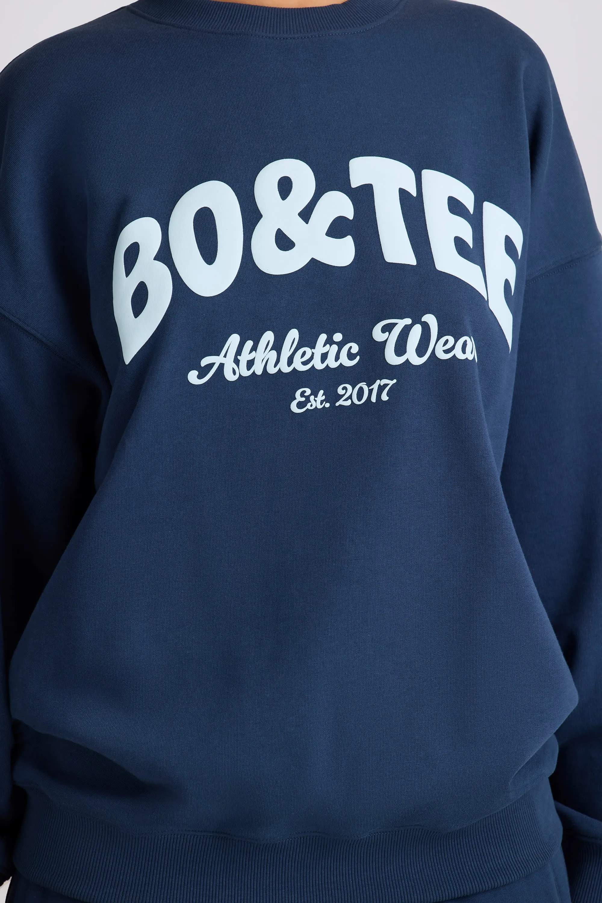 Oversized Crew-Neck Sweatshirt in Dark Navy