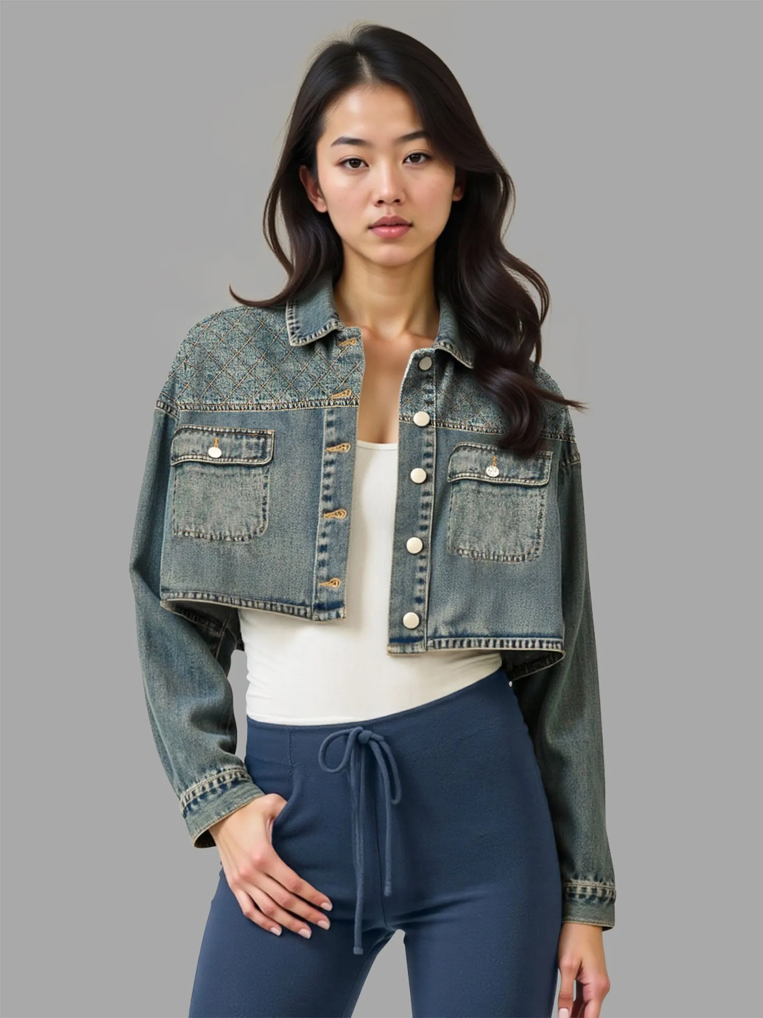 Oversized Cropped Denim Jacket