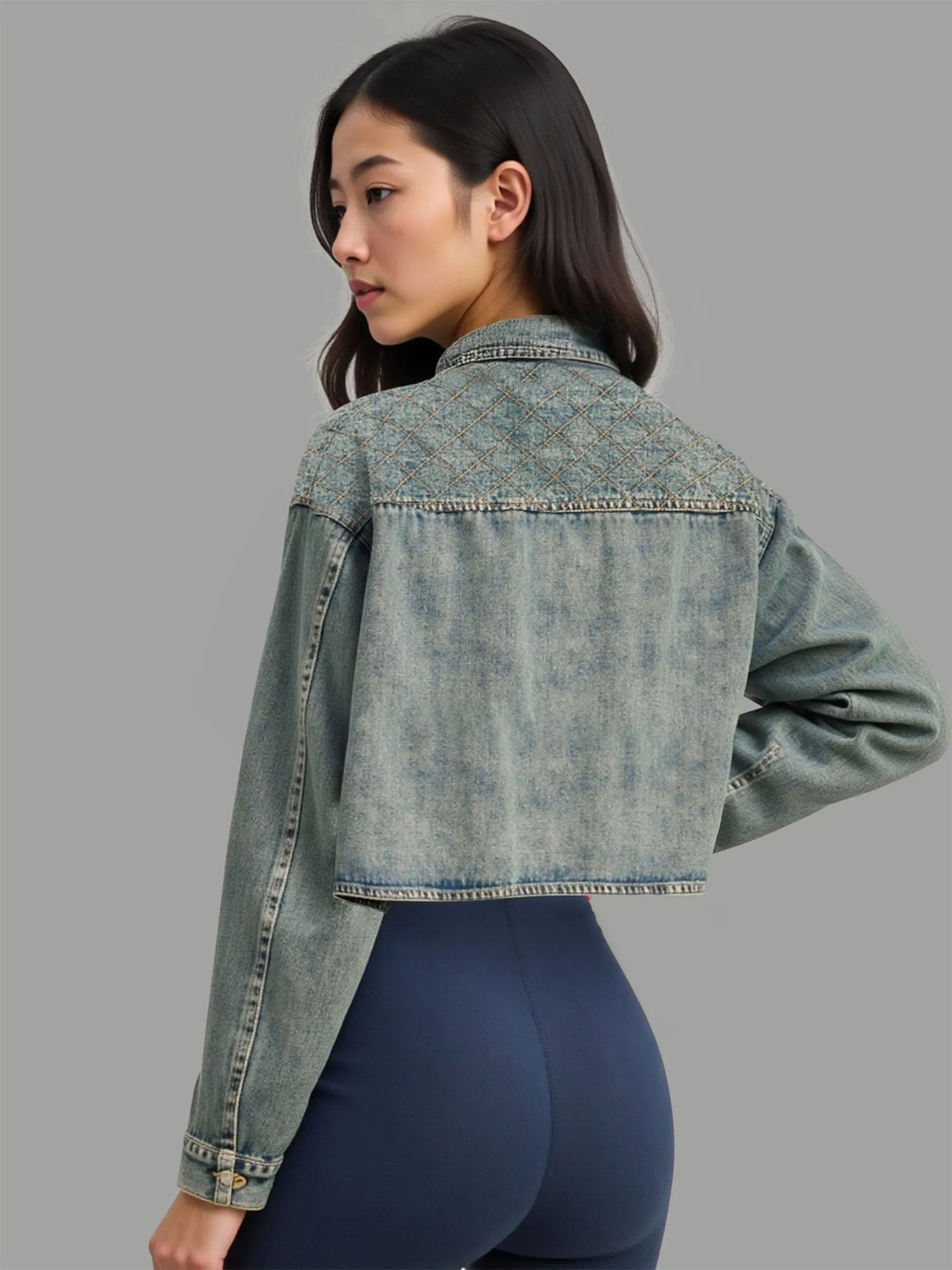 Oversized Cropped Denim Jacket