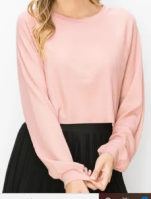 Oversized Drop Shoulder Thermal Waffle Crop Top