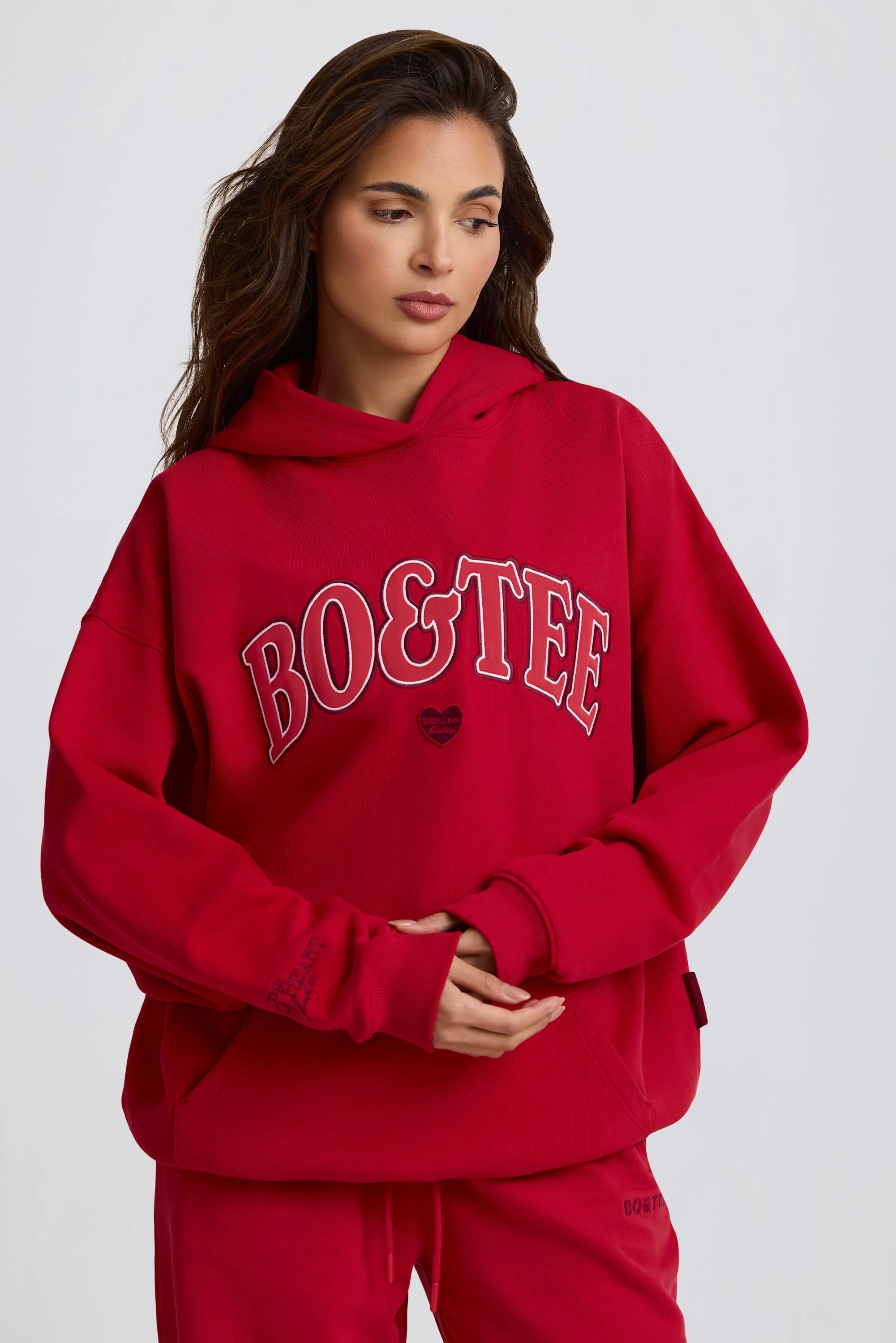 Oversized Hoodie in Hot Red