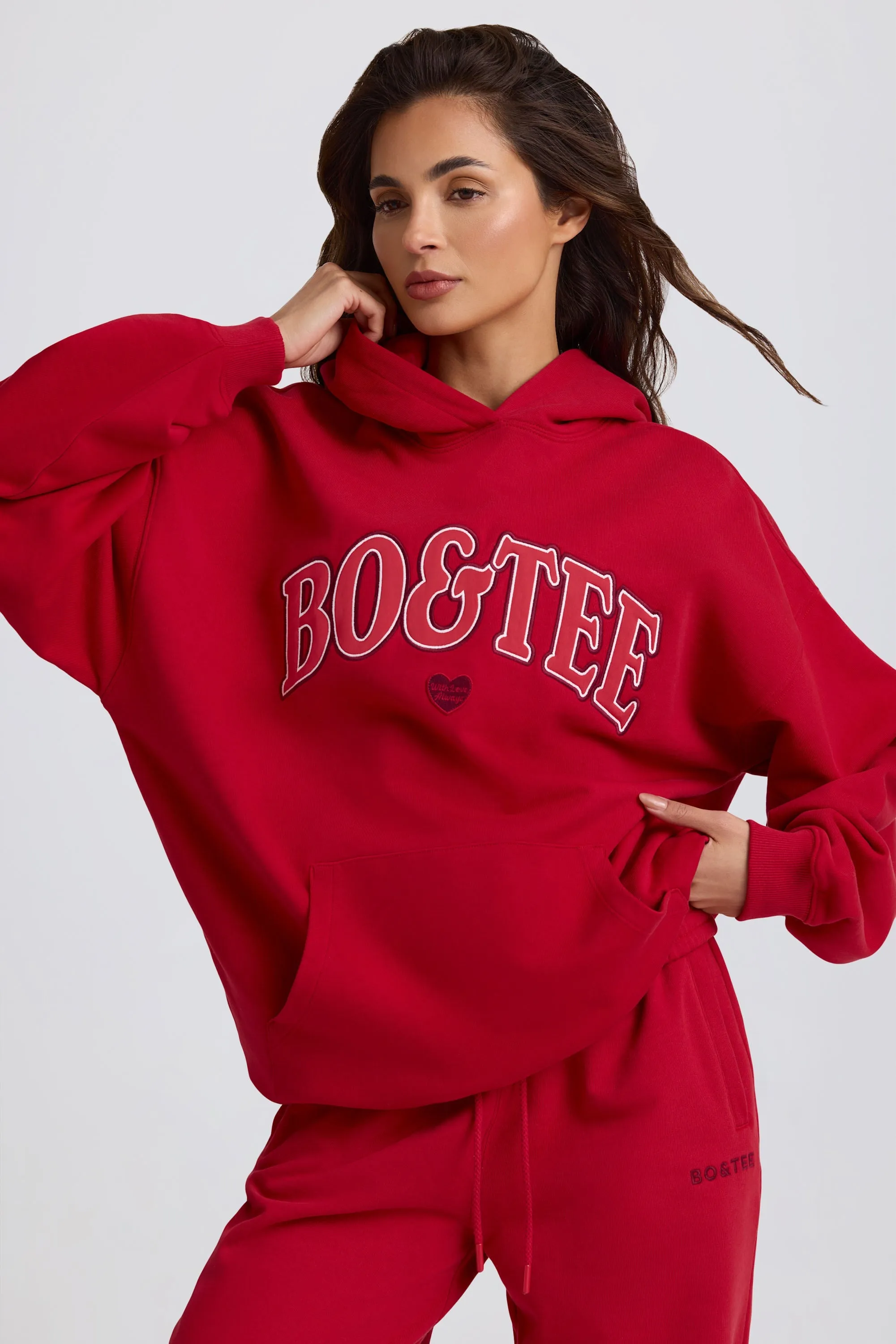 Oversized Hoodie in Hot Red