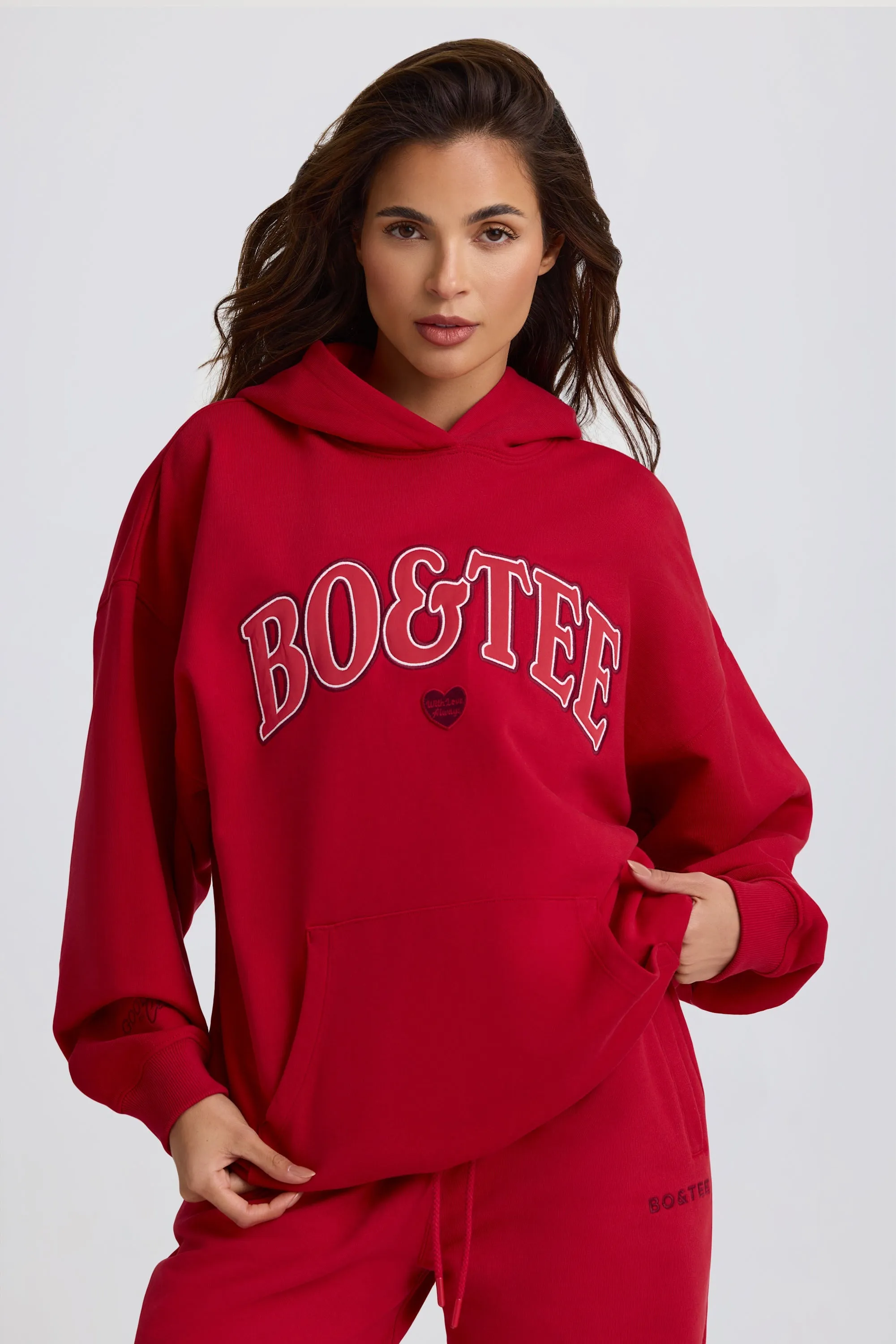 Oversized Hoodie in Hot Red