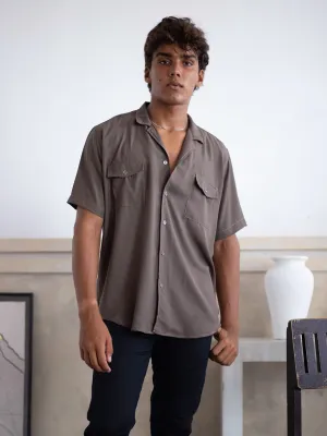 Oversized S/S camp collar shirt