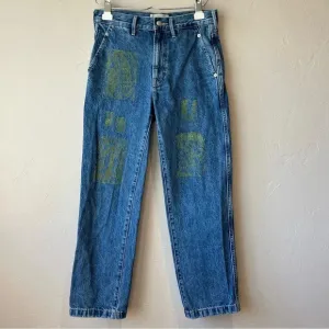 Painted nature design Everlane 25 cinched utility Jean green carpenter stamped
