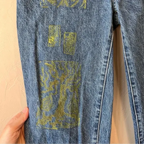 Painted nature design Everlane 25 cinched utility Jean green carpenter stamped