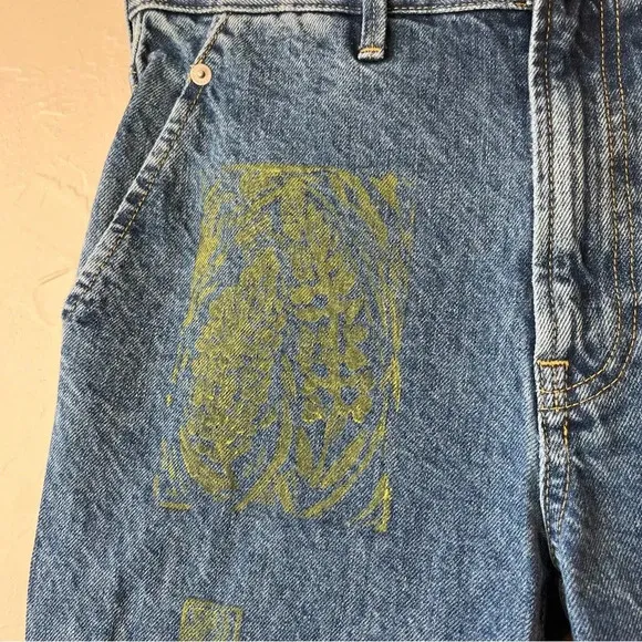 Painted nature design Everlane 25 cinched utility Jean green carpenter stamped