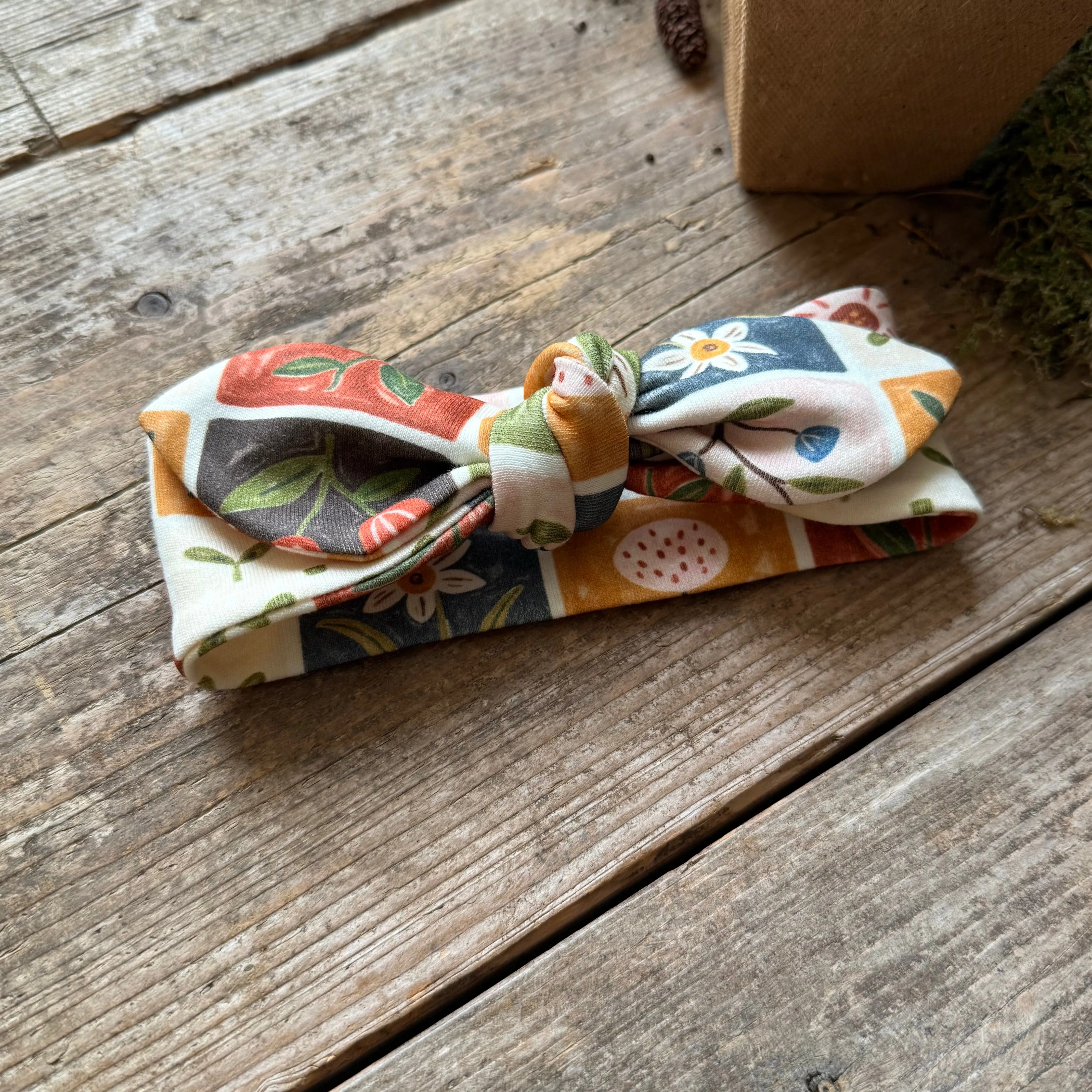 Patchwork Blooms Knot Bow Headband