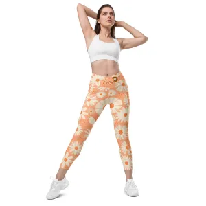 Peach Daisies Crossover Leggings