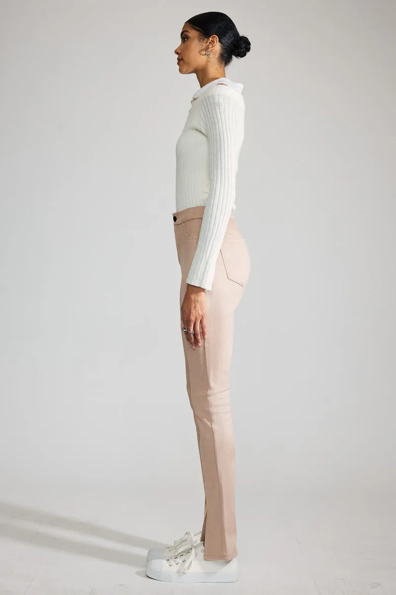 Peach Premier High Rise Slit Hem Skinny