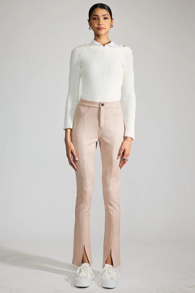 Peach Premier High Rise Slit Hem Skinny