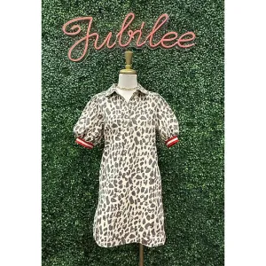 Petra Pearl Snap Leopard Pullover Mini Dress