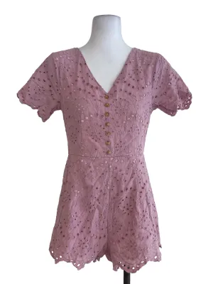 Pink Floral V Neck Romper