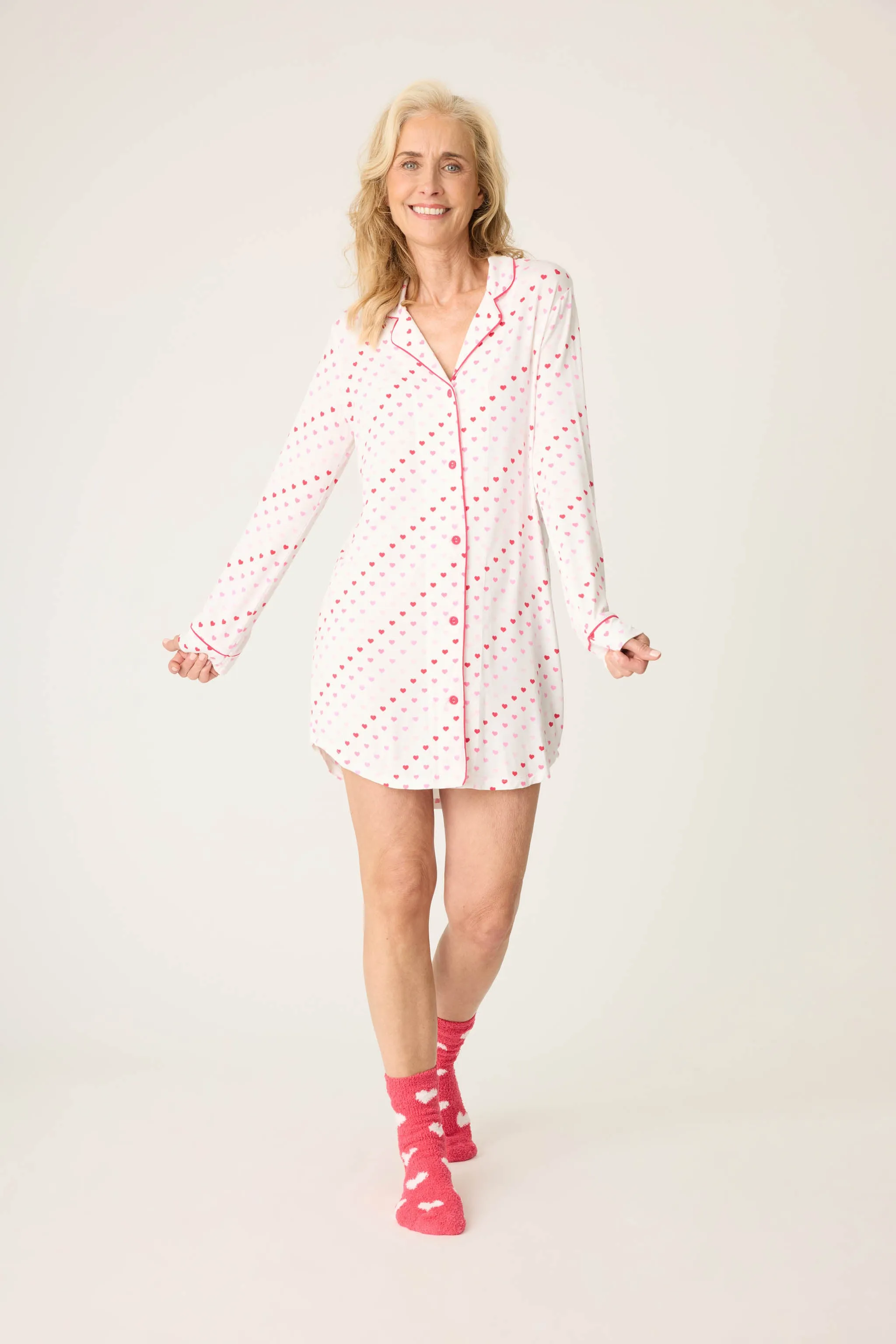 PJ Salvage Day Dreams Heart Print Modal Night Shirt