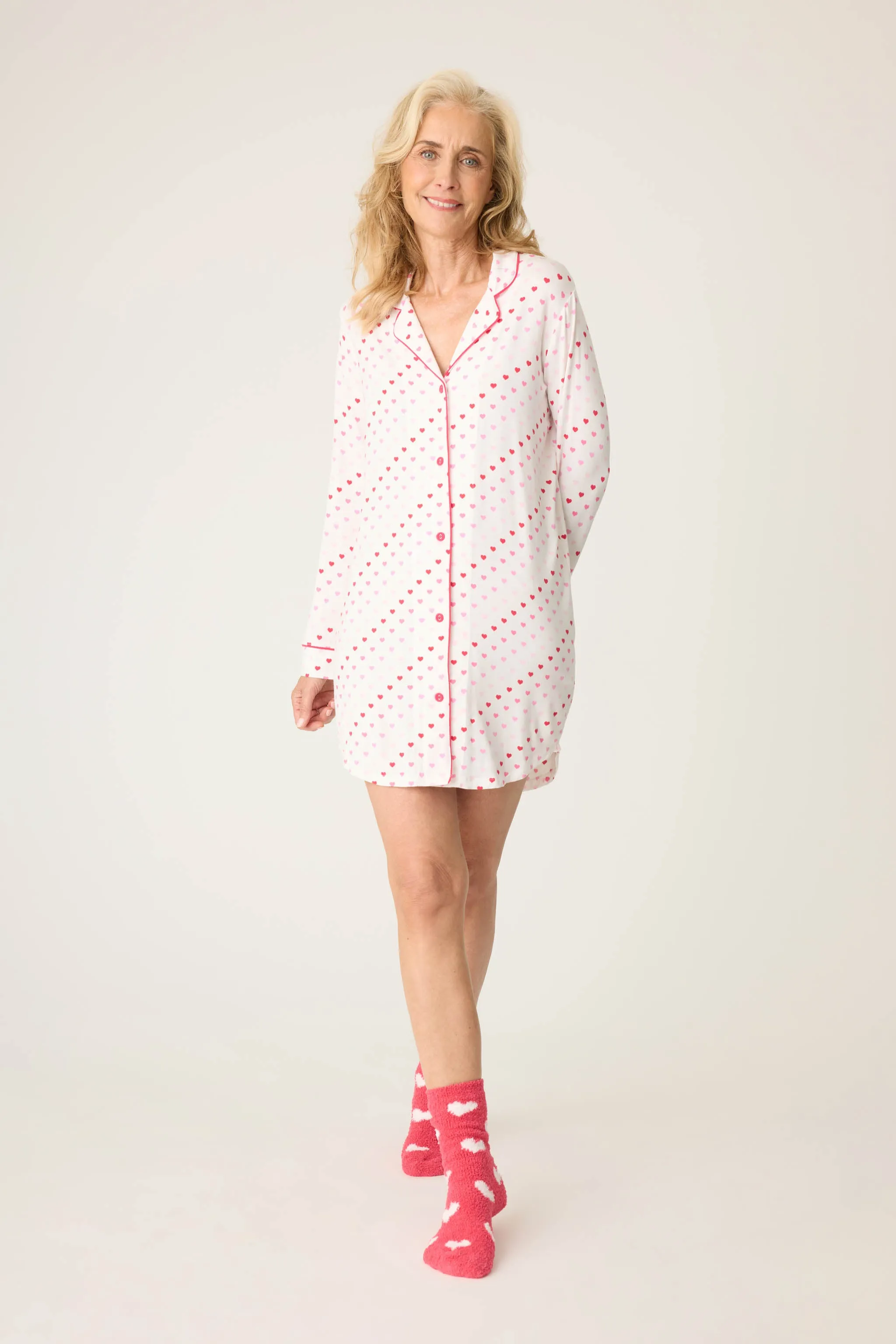 PJ Salvage Day Dreams Heart Print Modal Night Shirt