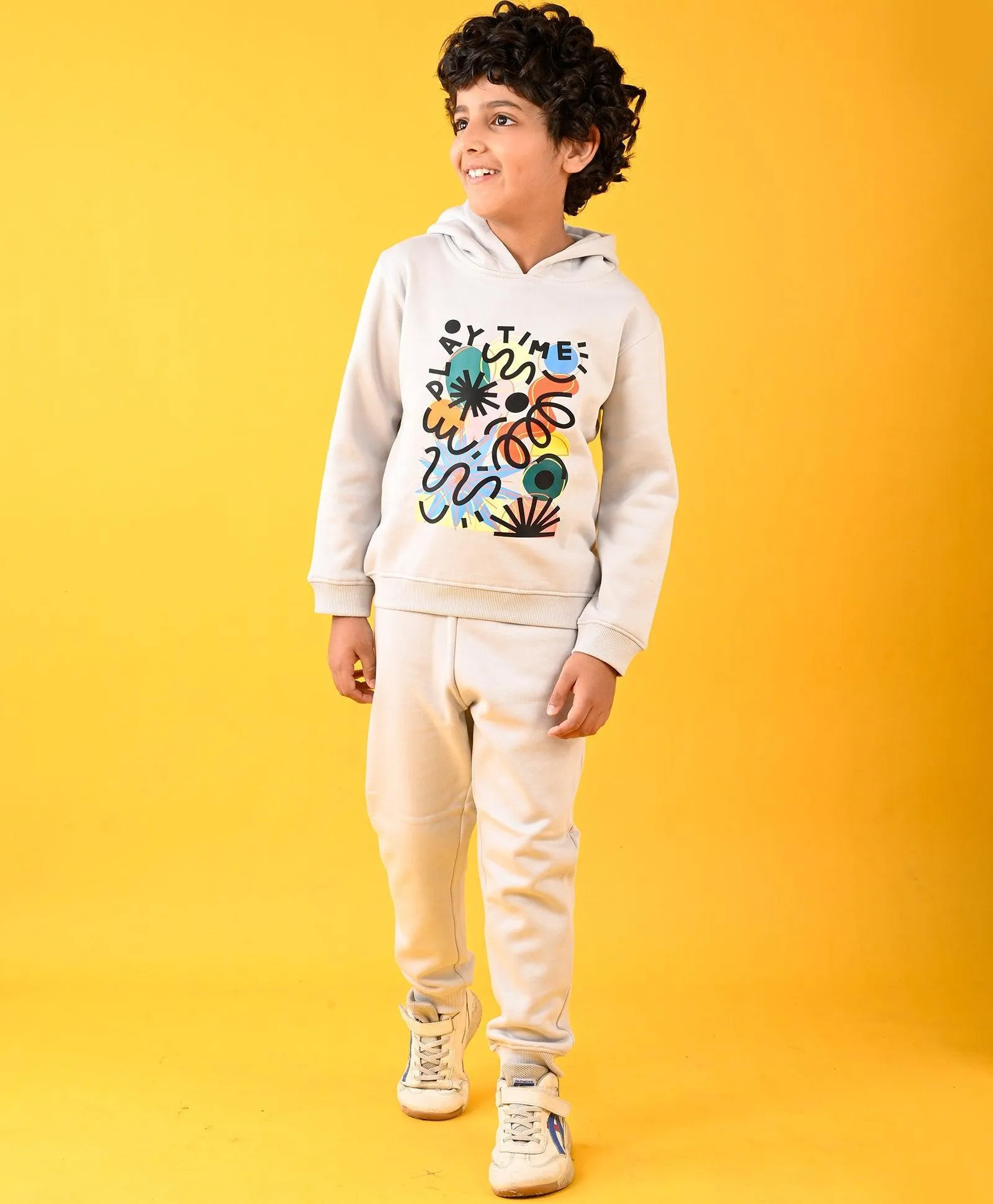 PLAYTIME GREY FLEECE BOYS HOODIE GREY FLEECE JOGGER SET - GREY