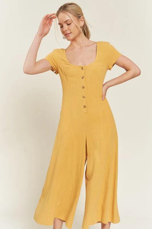 Plus Size Linen Button Down Jumpsuit