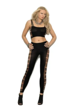 Plus Size Opaque Cami Top and Leggings Black