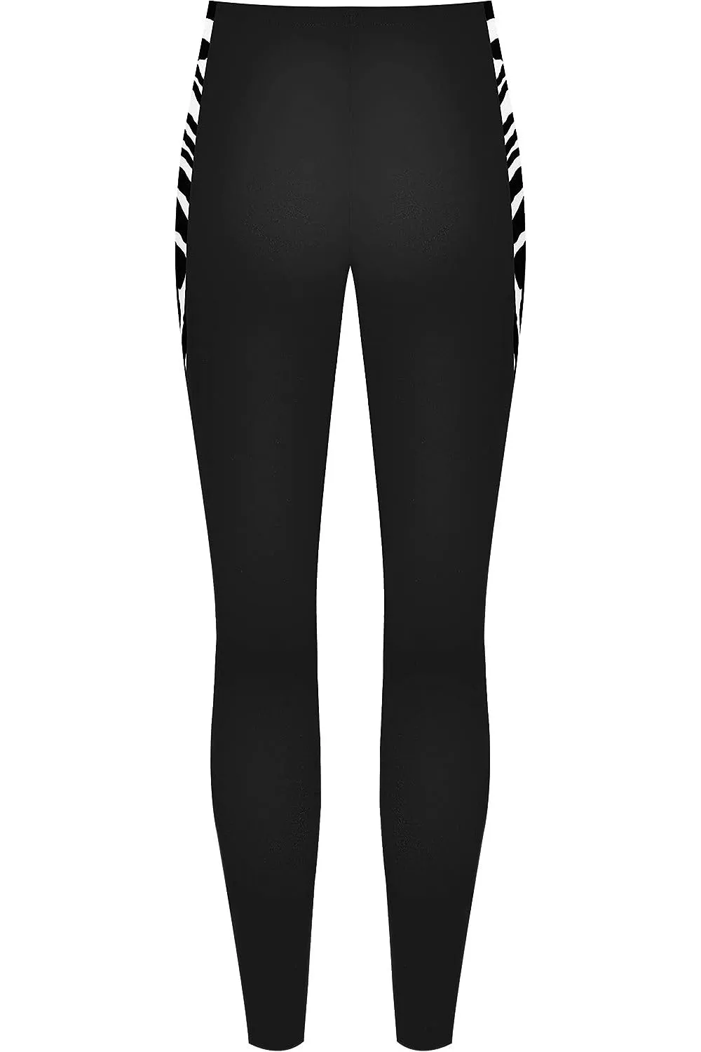 Plus Size Zebra Print Side Stripe High Waist Leggings