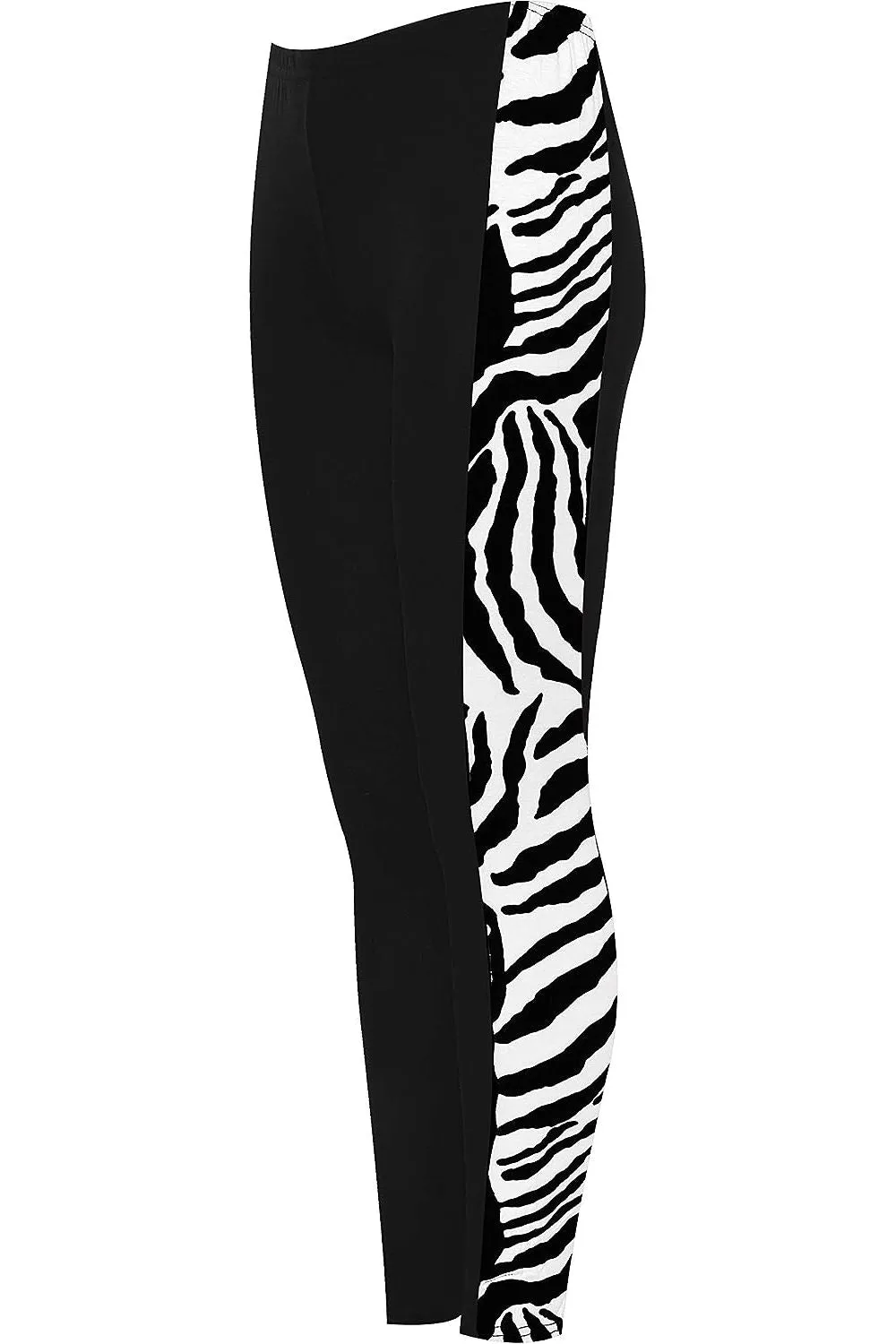 Plus Size Zebra Print Side Stripe High Waist Leggings