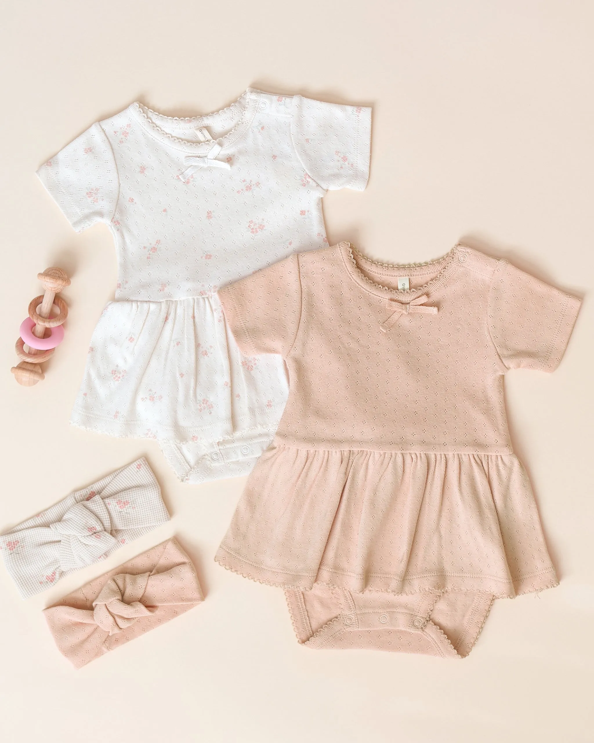 Pointelle Skirted Bodysuit || Pink Ditsy
