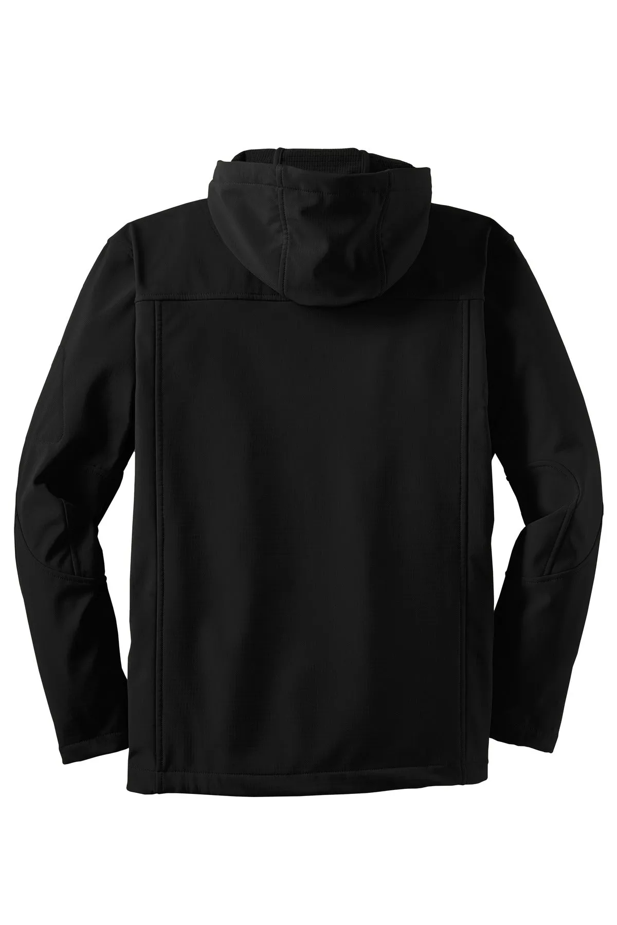 Port Authority Textured Hooded Soft Shell Jacket. J706 Black/ Engine Red