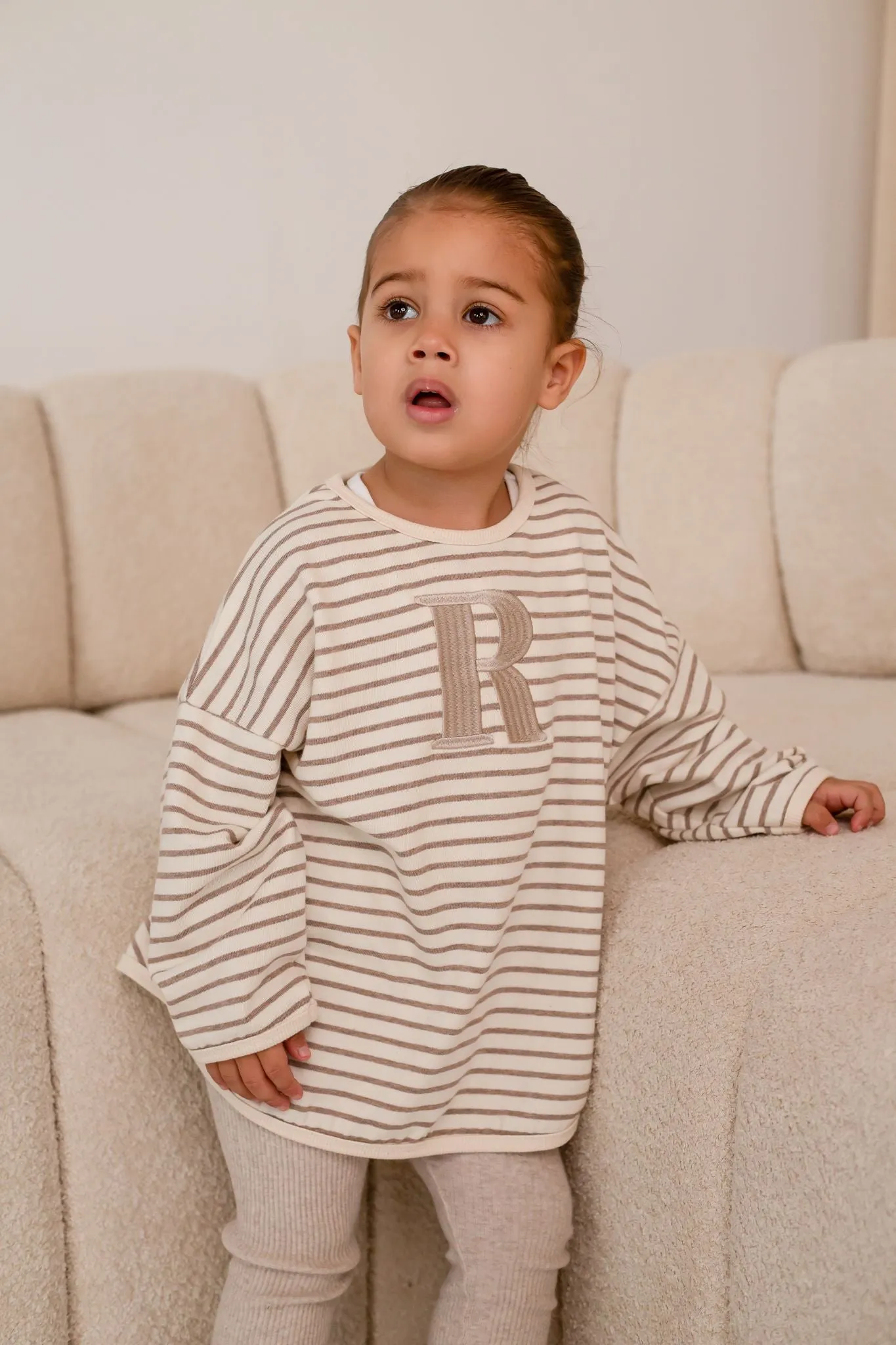 Pre-Order Oversized Stripe Sweatshirt - Embroidered