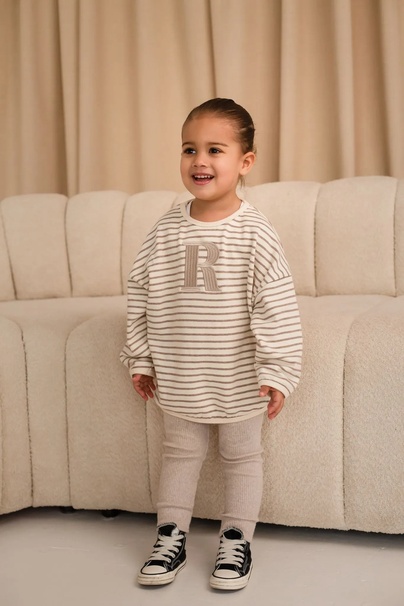 Pre-Order Oversized Stripe Sweatshirt - Embroidered