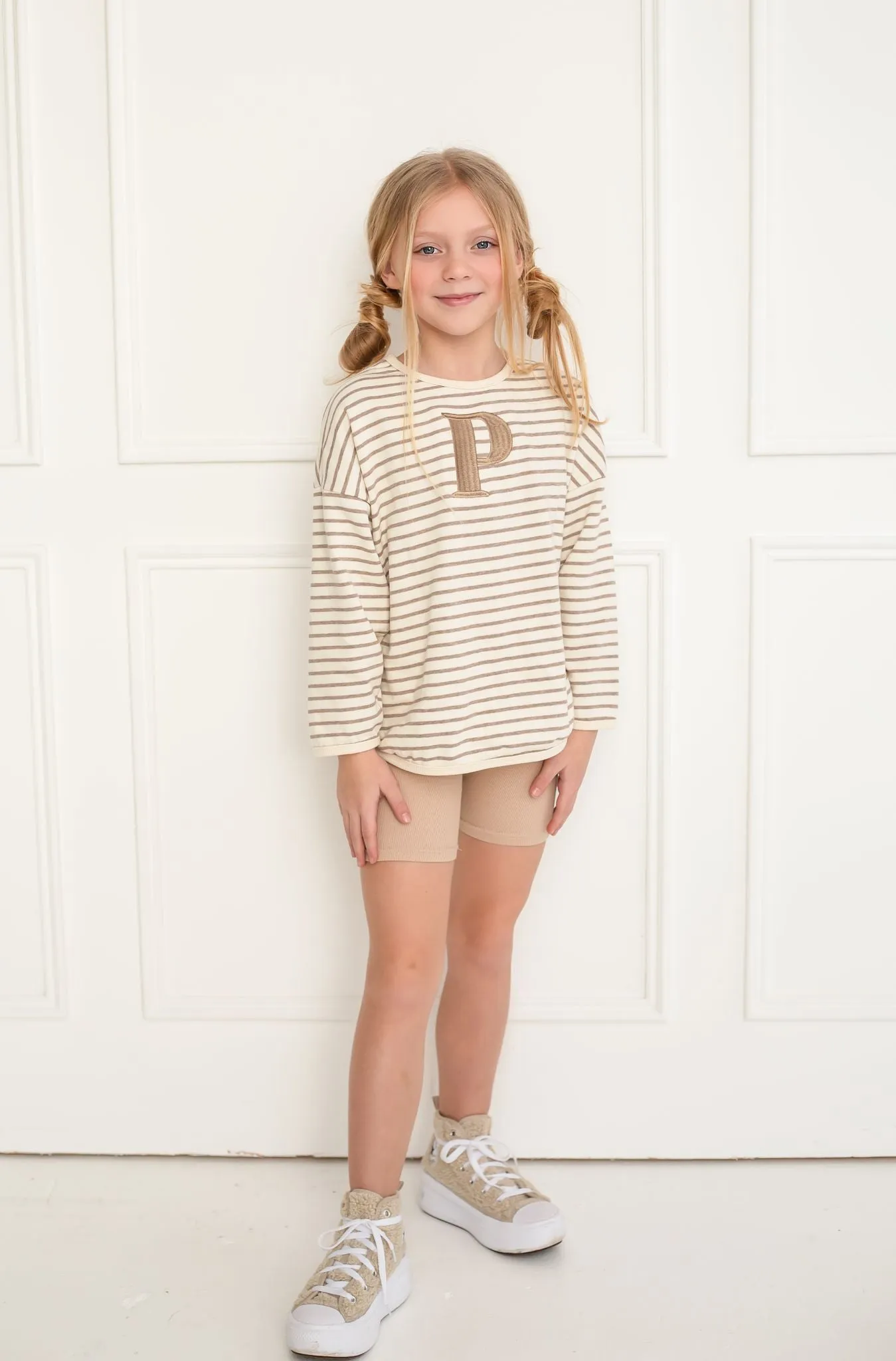 Pre-Order Oversized Stripe Sweatshirt - Embroidered